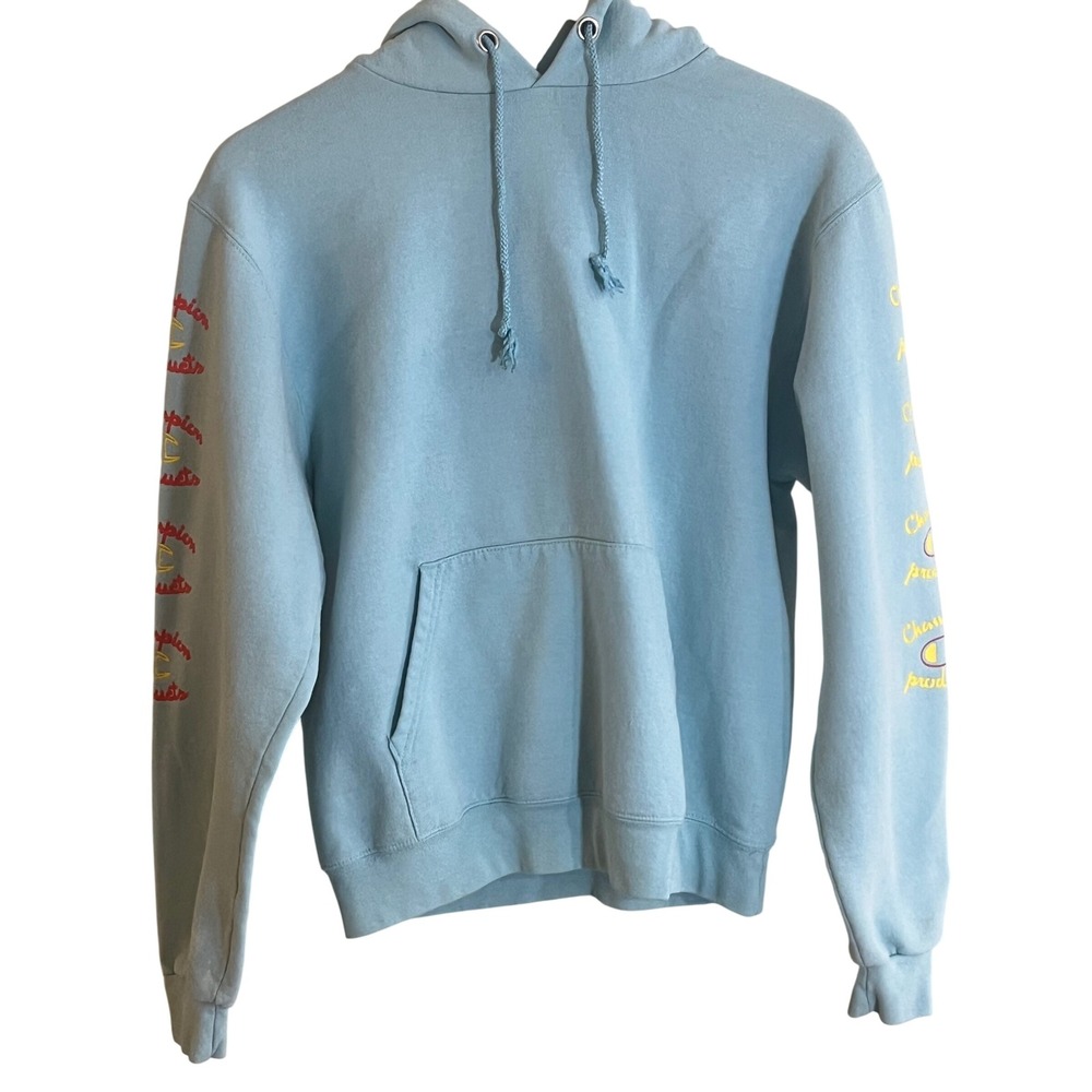 Champion Aqua Double Sleeve Graphics Hoodie‎ Athleticwear Size Small Womans Read